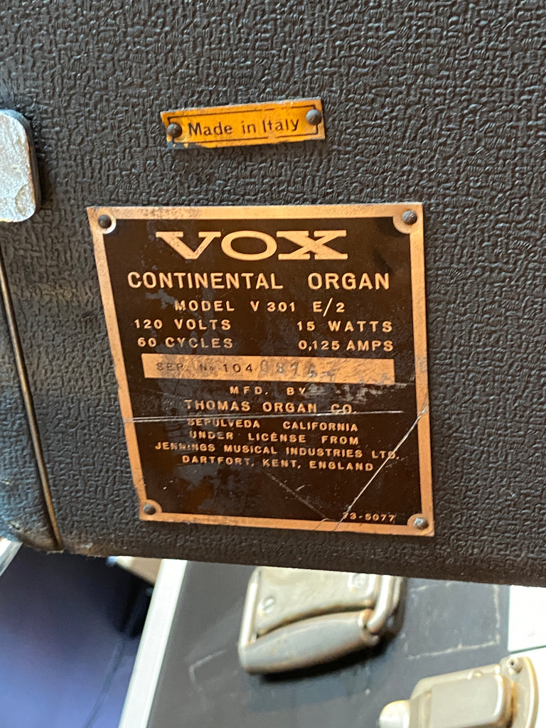 Vox Continental V301E Vintage Combo Organ Italian 1967-70 w/ Stand, Pedal & Lid